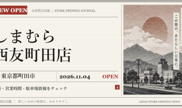 しまむら 西友町田店の開店情報（新聞風の文字画像）